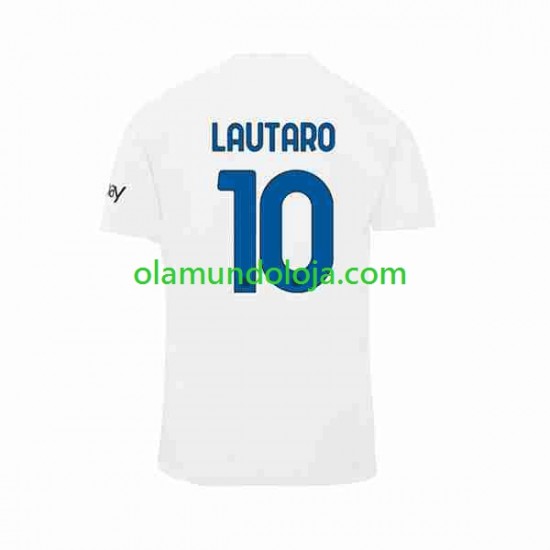Camisola Inter de Milão Lautaro Martinez 10 Homem Equipamento Segundo 2023-2024 Manga Curta